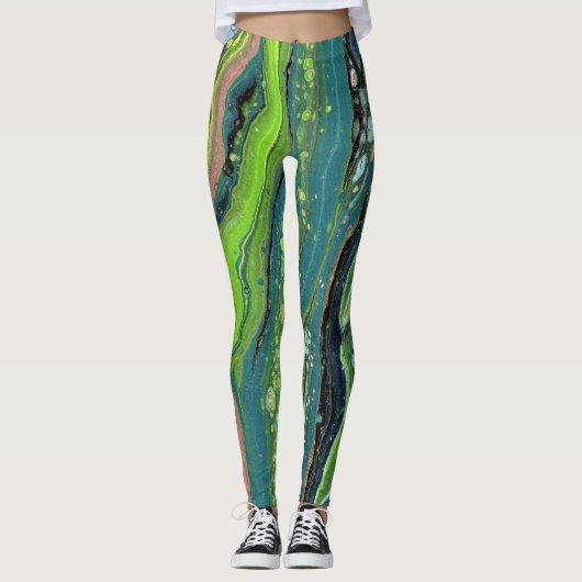 Jada 3 Crazy Green Leggings Abstraits (Devant)
