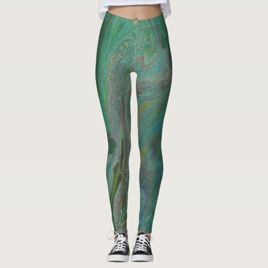 Jade 3 Fluid Deep Green Leggings Abstraits (Devant)