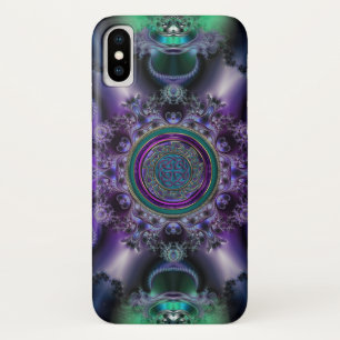 Jade Amethyst Keltisch Fractal Design iPhone X Hoe Hoesje