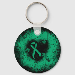 Jade Awareness Ribbon Grunge Heart Sleutelhanger