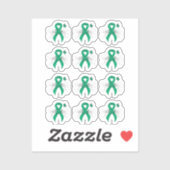 Jade Awareness Ribbon with Butterfly Sticker (Vel)