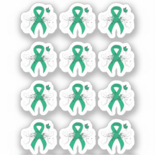 Jade Awareness Ribbon with Butterfly Sticker