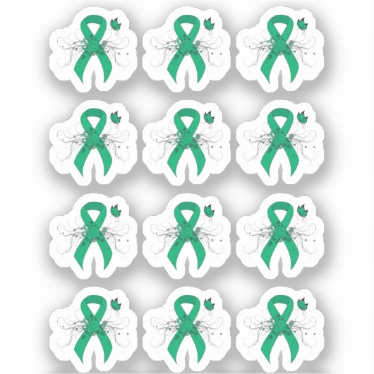 Jade Awareness Ribbon with Butterfly Sticker (Voorkant)