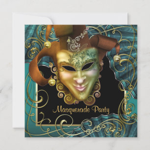Jade Black Gold Masquerade Feest Uitnodigingen