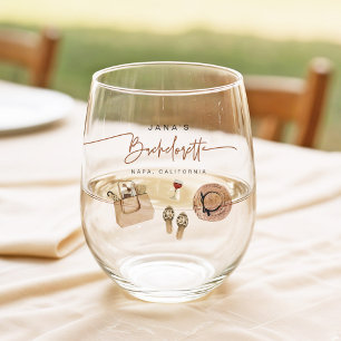 JADE Bohemian Napa Wine Country Bachelorette Wijnglas Zonder Voet