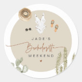JADE Boho Desert Cactus Scottsdale Voor de sluier Ronde Sticker (Voorkant)