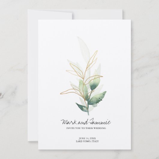 Jade Botanical Wedding Invitation Kaart (Voorkant)