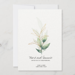 Jade Botanical Wedding Invitation Kaart