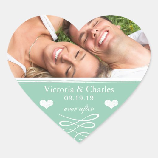 Jade Chalkboard Wedding Save the Date Seal Hart Sticker (Voorkant)