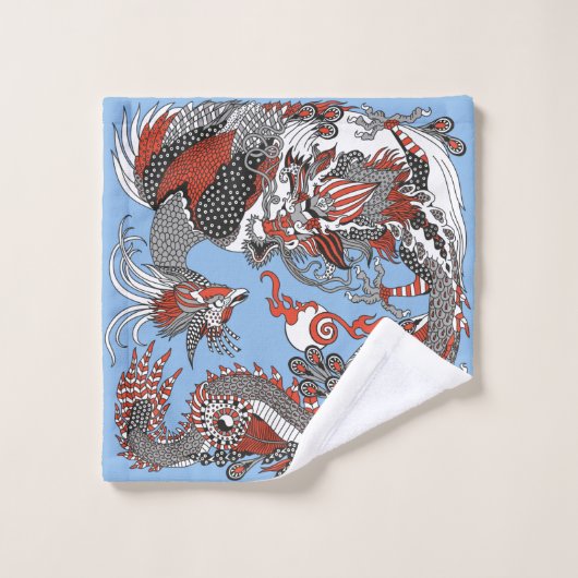 Jade Dragon and Gold Phoenix playing with a pearl (Gant de toilette)