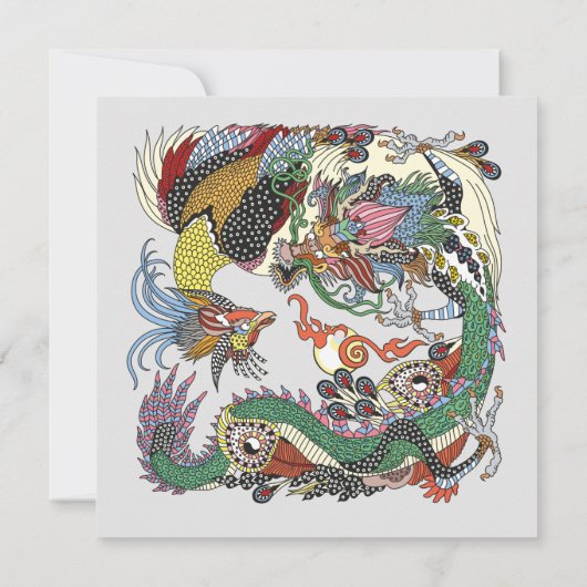 Jade Dragon and Gold Phoenix playing with a pearl (Achterkant)