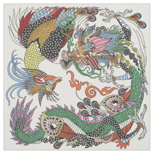 Jade Dragon en Gold Phoenix spelen met een parel Stof