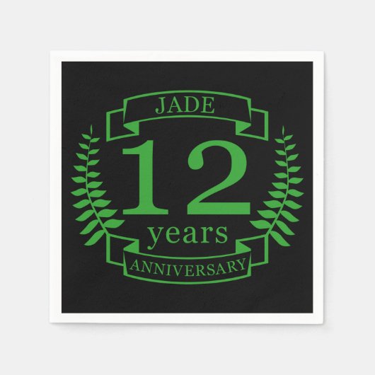 Jade Edelsteen trouwdag 12 jaar Servet (Voorkant)