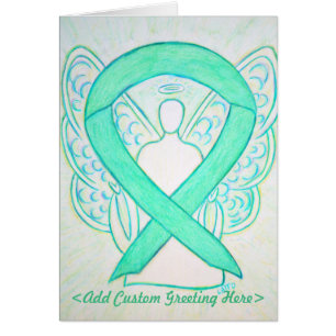 Jade Green Awareness Ribbon Angel Wenskaart