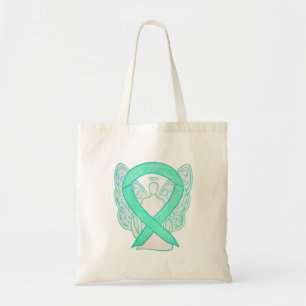 Jade Green Awareness Ribbon Art Custom Canvas tas