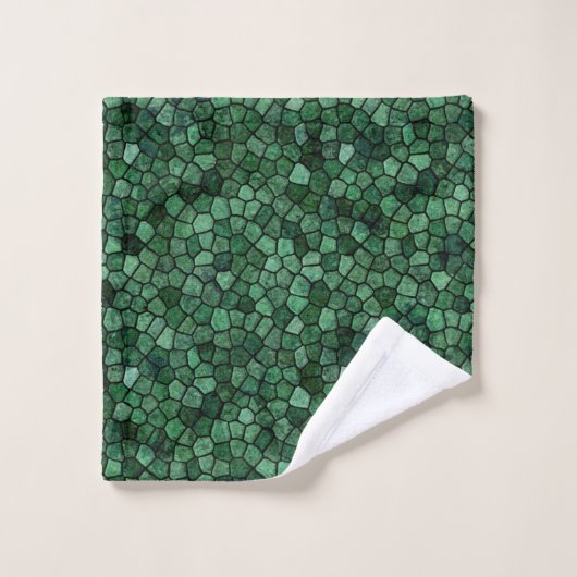 Jade Green Cobbled Patchwork Terrazo Motif (Gant de toilette)