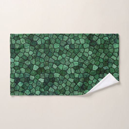 Jade Green Cobbled Patchwork Terrazo Motif (Serviette à main)