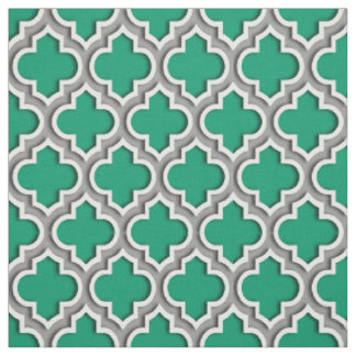 Jade Green Donkergrijs Marokkaans Quatrefoil #5DS Stof