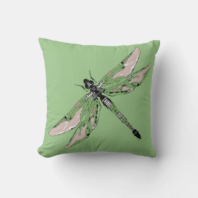 Jade Green Dragonfly omkeerbare piloot van Sharles Kussen (Voorkant)