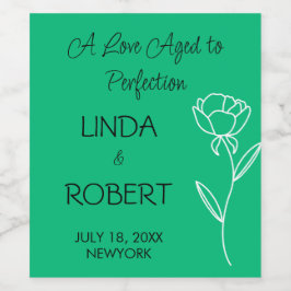 Jade Green Elegant Wedding Wine Label Wijn Etiket