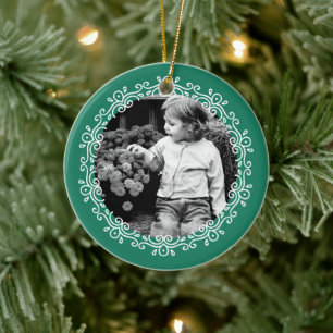Jade Green Fancy Swirls Foto Lijst Keramisch Ornament