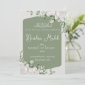 Jade green & flower Islamic Ameen-uitnodiging Kaart (Staand voorkant)