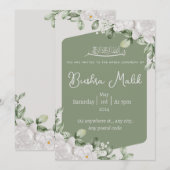 Jade green & flower Islamic Ameen-uitnodiging Kaart (Voorkant / Achterkant)