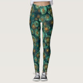 Jade Green & Gold Biologische Circles Leggings (Voorkant)