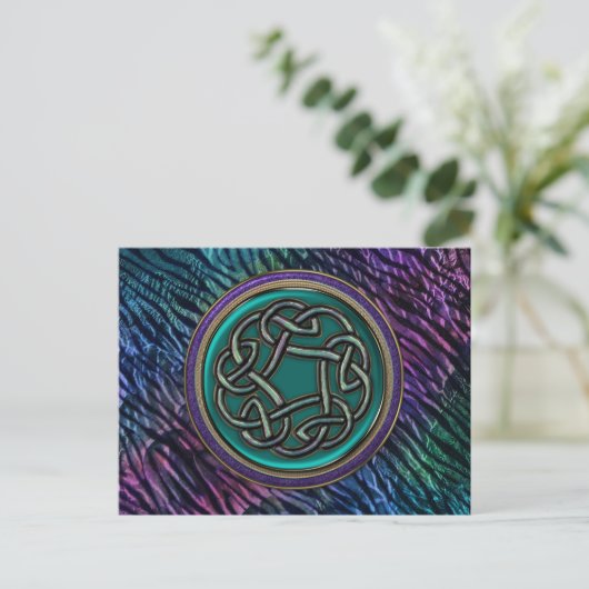 Jade Green Metal Celtic Knot Briefkaart (Staand voorkant)