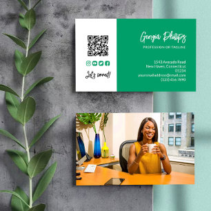 Jade Green QR Code Foto Sociale Media Pictogrammen Visitekaartje