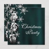 Jade Green Snowflakes Noël Invitations (Devant / Derrière)