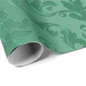 Jade Green Style Damask Cadeaupapier (Rol Hoek)