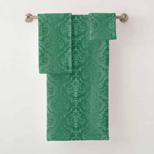 Jade Green  Style Damask-wasset Bad Handdoek (Insitu)