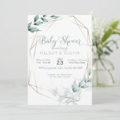 Jade Green Waterverf Couple's Baby shower Kaart (Staand voorkant)
