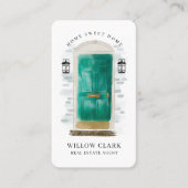 Jade Green Waterverf Vooraan van Real Estate Agent Visitekaartje (Voorkant)