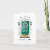Jade Green Waterverf voordeur & krans Bedankkaart (Voorkant)