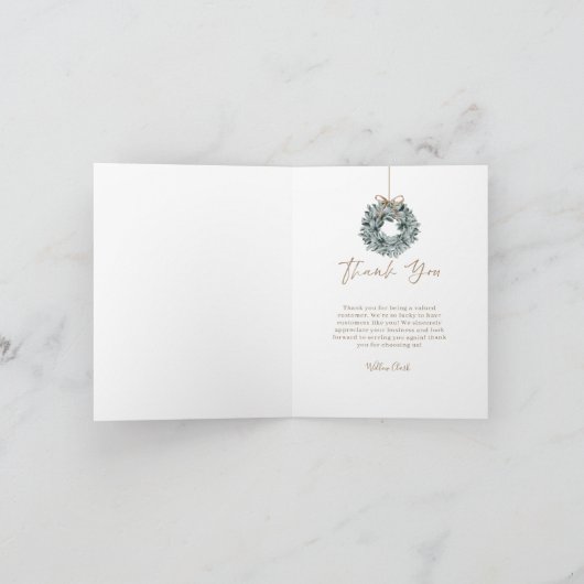 Jade Green Waterverf voordeur & krans Bedankkaart (Binnen)