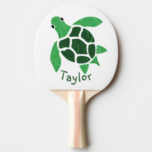 Jade Green Zee Turtle Mosaic met naam Golf Balls Tafeltennisbatje