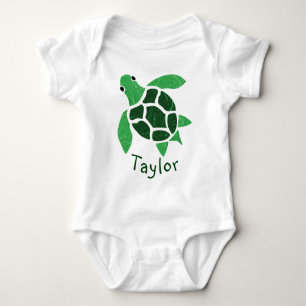 Jade Green Zee Turtle Mosaic met naam Romper