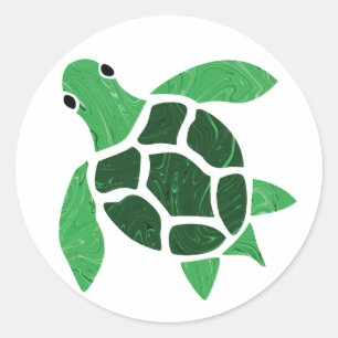 Jade Green Zee Turtle Mozaïek Kunst Ronde Sticker