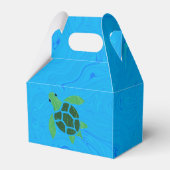 Jade Green Zee Turtle on Ocean Blue Background Bedankdoosjes (Achterkant)