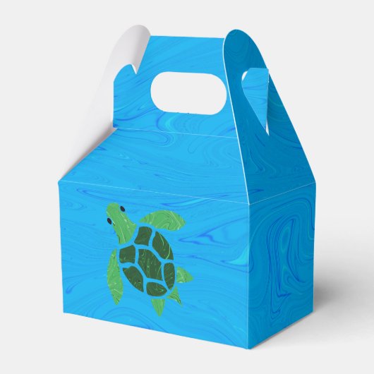 Jade Green Zee Turtle on Ocean Blue Background Bedankdoosjes (Voorkant Zijde)