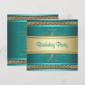 Jade Groen Goud Zwart Vrouw Feestje Kaart (Voorkant / Achterkant)