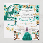 Jade Groene Charra Uitnodiging (Voorkant / Achterkant)