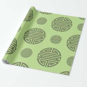 Jade Groene Chinese Shou Levensduur Karakter Cadeaupapier