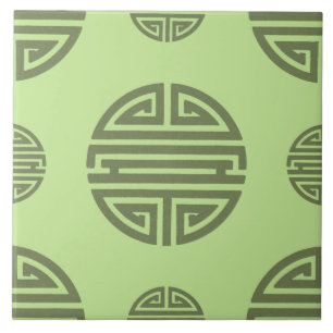 Jade Groene Chinese Shou Levensduur Karakter Tegeltje