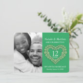 Jade groene kralen hart 12de trouwdag  kaart (Staand voorkant)