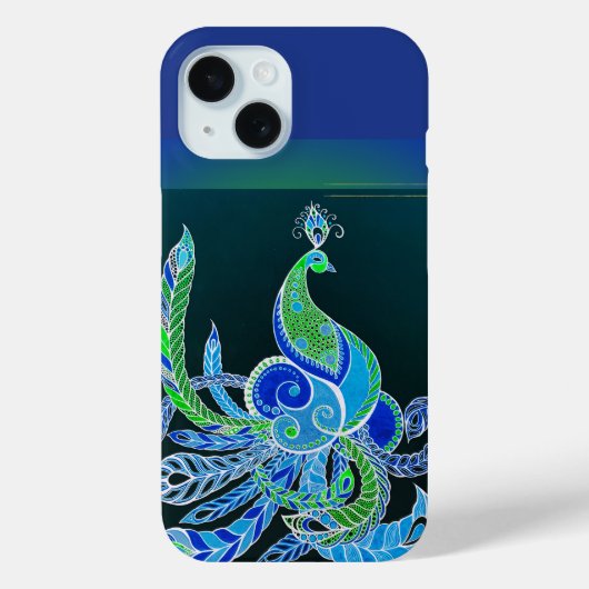 Jade Majesty Elegante Groene en blauwe pauw Case-Mate iPhone Case (Achterkant)