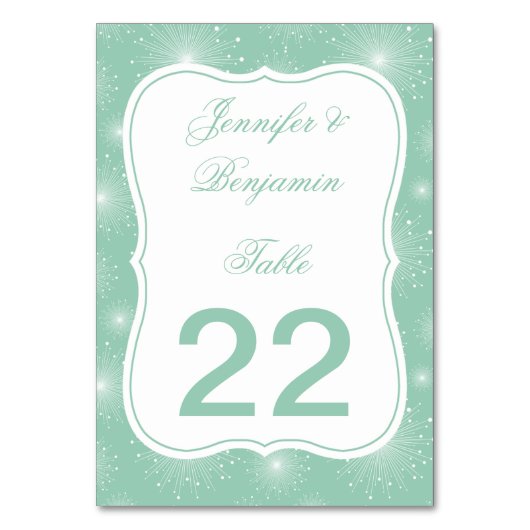 Jade Mint White Sunburst Cartes de table Starburst (Par défaut)