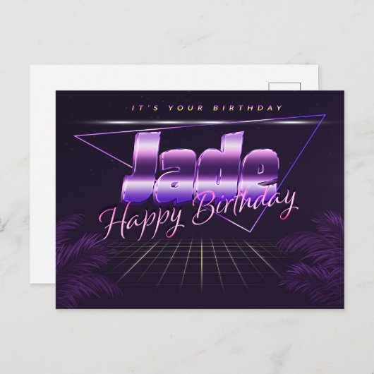 Jade Name Prénom Anniversaire de la carte postale (Devant / Derrière)